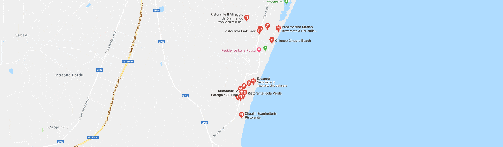 Mappa dei ristoranti di Costa Rei, Sardegna